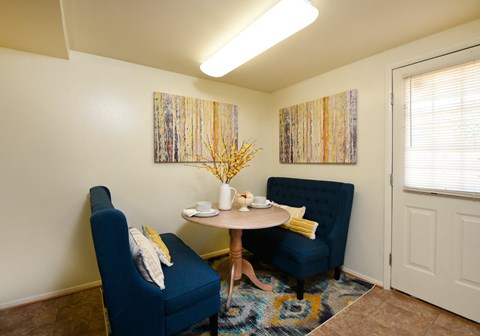 Cozy eat in kitchen with balcony access at Winston Apartments, Baltimore